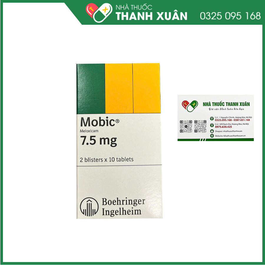 Mobic 7,5mg thuốc điều trị triệu chứng trong viêm xương khớp, viêm khớp dạng thấp, viêm cột sống dính khớp